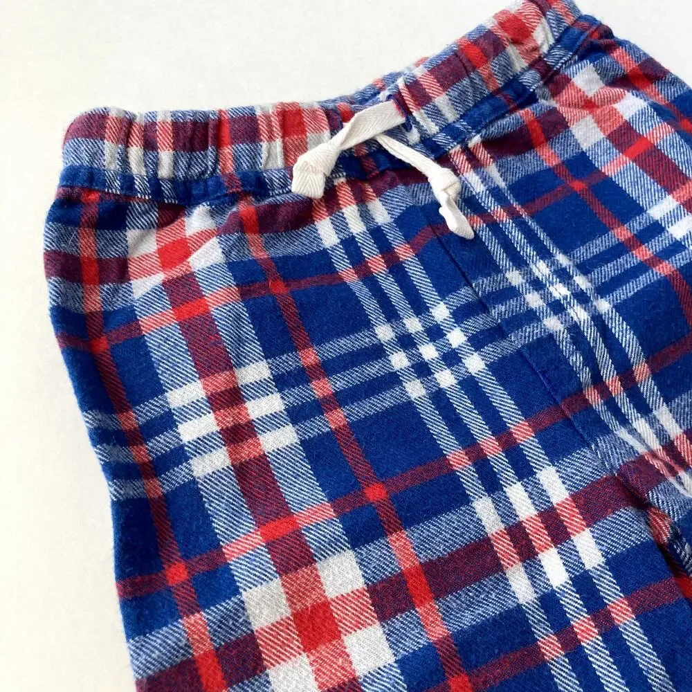 Baby Boden Plaid Brushed Cotton Flannel Pants - Red White Blue - 3-6M